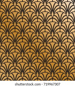 Art Deco Pattern. Geometric Floral decorative texture. Vector Leaves stylish background. Abstract sea shell illustration.