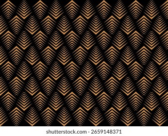 Art-Deco-Muster. Goldschwarze Textur. Fächer- oder Palmblattform. Vektorgrafik.