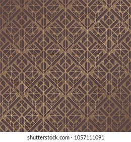 Art Deco Pattern. Golden background. Minimalistic geometric design. Vector line design. 1920-30s motifs. Luxury vintage illustration