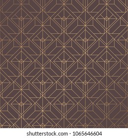 Art Deco Pattern. Golden background. Minimalistic geometric design. Vector line design. 1920-30s motifs. Luxury vintage illustration