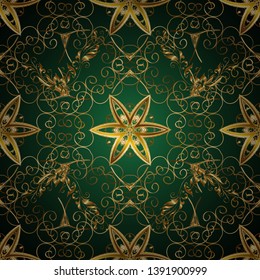 Art Deco Pattern on blue and green colors. Cute background for wrappers and wallpaper, design of fabric, paper. Seamless. Vector illustration. Vintage pattern art design.