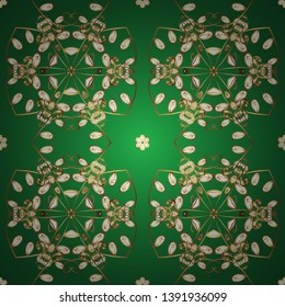 Art Deco Pattern on green and brown colors. Seamless. Cute background for wrappers and wallpaper, design of fabric, paper. Vintage pattern art design. Vector illustration.