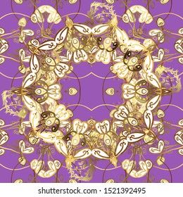 Art Deco Pattern on violet and brown colors. Minimalistic geometric design. Luxury vintage illustration. 1920-30s motifs. Seamless. Vector line design. Curls background.