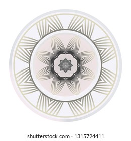 Art Deco Pattern Of Round Floral Mandala. Vector Illustration. Design For Printing, Presentation, Textile Industry.