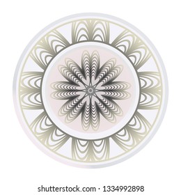 Art Deco Pattern Of Round Floral Mandala. Vector Illustration. Design For Printing, Presentation, Textile Industry.
