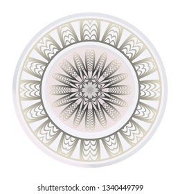 Art Deco Pattern Of Round Floral Mandala. Vector Illustration. Design For Printing, Presentation, Textile Industry.