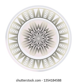 Art Deco Pattern Of Round Floral Mandala. Vector Illustration. Design For Printing, Presentation, Textile Industry.
