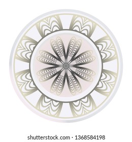 Art Deco Pattern Of Round Floral Mandala. Vector Illustration. Design For Printing, Presentation, Textile Industry.