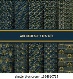 Art Deco Pattern. Seamless background. Geometric design. 1920-30s motifs. Luxury vintage illustration
 