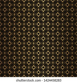 Art Deco Pattern. Seamless black and gold background. Metallic shells or scales lace ornament. Minimalistic geometric design. Vector lines. 1920-30s motifs. Luxury vintage illustration
