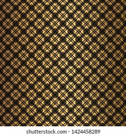 Art Deco Pattern. Seamless black and gold background. Metallic shells or scales lace ornament. Minimalistic geometric design. Vector lines. 1920-30s motifs. Luxury vintage illustration