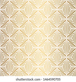 Art Deco Pattern. Seamless black and gold background. Metallic shells or scales lace ornament. Minimalistic geometric design. Vector lines. 1920-30s motifs. Luxury vintage illustration