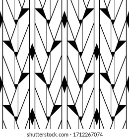 Art Deco pattern. Seamless black and white background