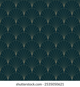 Art deco pattern seamless dark and gold vector image. Fabric and wallpaper pattern