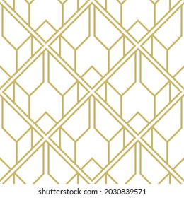 Art Deco Pattern. Seamless geometric vintage decoration. Minimal lines design. Beige on white background. Roaring twenties motif. Square tile vector illustration. Fanning palm leaf element