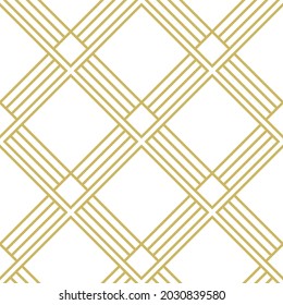 Art Deco Pattern. Seamless geometric vintage decoration. Minimal lines design. Beige on white background. Roaring twenties motif. Square tile vector illustration. Fanning palm leaf element