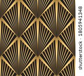 Art Deco pattern. Seamless gold and black background