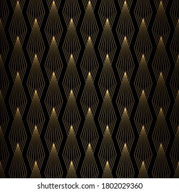 Patrón Art Decó. Fondo dorado y negro inoxidable