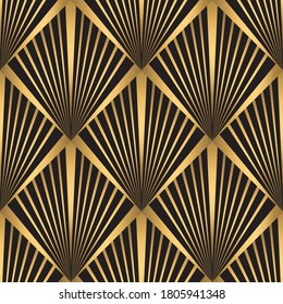 Art Deco Pattern. Seamless Gold And Black Background