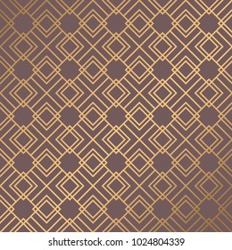 Art Deco Pattern. Seamless golden background. Minimalistic geometric design. Vector line design. 1920-30s motifs. Luxury vintage illustration