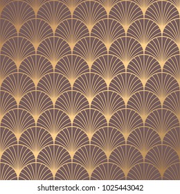 Art Deco Pattern. Seamless golden background. Minimalistic geometric design. Vector line design. 1920-30s motifs. Luxury vintage illustration