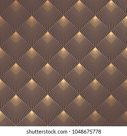 Art Deco Pattern. Seamless golden background. Minimalistic geometric design. Vector line design. 1920-30s motifs. Luxury vintage illustration