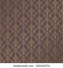 Art Deco Pattern. Seamless golden background. Minimalistic geometric design. Vector line design. 1920-30s motifs. Luxury vintage illustration