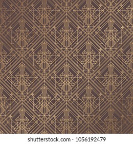 Art Deco Pattern. Seamless golden background. Minimalistic geometric design. Vector line design. 1920-30s motifs. Luxury vintage illustration