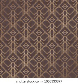 Art Deco Pattern. Seamless golden background. Minimalistic geometric design. Vector line design. 1920-30s motifs. Luxury vintage illustration