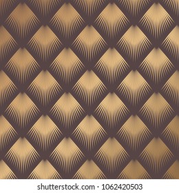 Art Deco Pattern. Seamless golden background. Minimalistic geometric design. Vector line design. 1920-30s motifs. Luxury vintage illustration