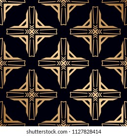 Art Deco Pattern. Seamless golden background. Geometric design. 1920-30s motifs. Luxury vintage illustration