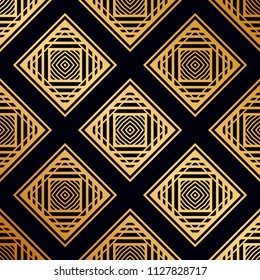 Art Deco Pattern. Seamless golden background. Geometric design. 1920-30s motifs. Luxury vintage illustration
