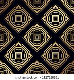 Art Deco Pattern. Seamless golden background. Geometric design. 1920-30s motifs. Luxury vintage illustration
