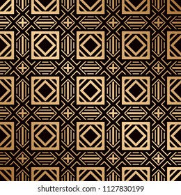 Art Deco Pattern. Seamless golden background. Geometric design. 1920-30s motifs. Luxury vintage illustration