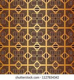 Art Deco Pattern. Seamless golden background. Geometric design. 1920-30s motifs. Luxury vintage illustration