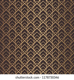 Art Deco Pattern. Seamless golden background. Minimalistic geometric design. Vector line design. 1920-30s motifs. Luxury vintage illustration