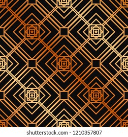 Art Deco Pattern. Seamless golden background. Minimalistic geometric design. Vector line design. 1920-30s motifs. Luxury vintage illustration