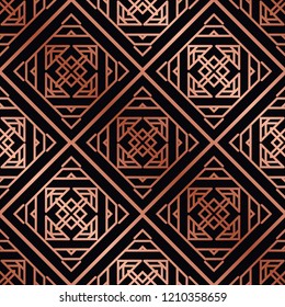 Art Deco Pattern. Seamless golden background. Minimalistic geometric design. Vector line design. 1920-30s motifs. Luxury vintage illustration