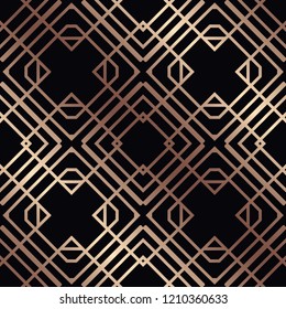 Art Deco Pattern. Seamless golden background. Minimalistic geometric design. Vector line design. 1920-30s motifs. Luxury vintage illustration