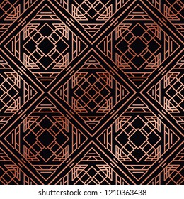 Art Deco Pattern. Seamless golden background. Minimalistic geometric design. Vector line design. 1920-30s motifs. Luxury vintage illustration