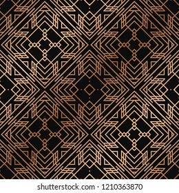 Art Deco Pattern. Seamless golden background. Minimalistic geometric design. Vector line design. 1920-30s motifs. Luxury vintage illustration