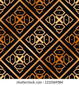 Art Deco Pattern. Seamless golden background. Minimalistic geometric design. Vector line design. 1920-30s motifs. Luxury vintage illustration