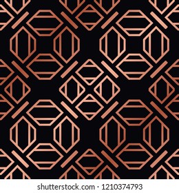 Art Deco Pattern. Seamless golden background. Minimalistic geometric design. Vector line design. 1920-30s motifs. Luxury vintage illustration