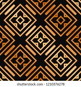 Art Deco Pattern. Seamless golden background. Minimalistic geometric design. Vector line design. 1920-30s motifs. Luxury vintage illustration