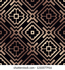 Art Deco Pattern. Seamless golden background. Minimalistic geometric design. Vector line design. 1920-30s motifs. Luxury vintage illustration