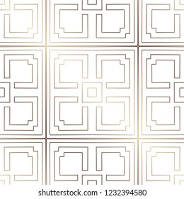 Art Deco Pattern. Seamless golden background. Minimalistic geometric design. Vector line design. 1920-30s motifs. Luxury vintage illustration