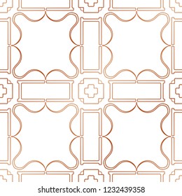Art Deco Pattern. Seamless golden background. Minimalistic geometric design. Vector line design. 1920-30s motifs. Luxury vintage illustration