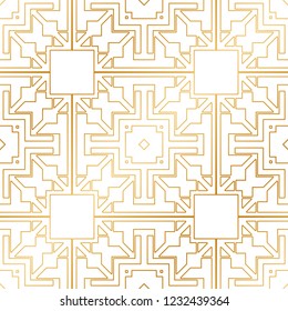 Art Deco Pattern. Seamless golden background. Minimalistic geometric design. Vector line design. 1920-30s motifs. Luxury vintage illustration