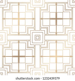 Art Deco Pattern. Seamless golden background. Minimalistic geometric design. Vector line design. 1920-30s motifs. Luxury vintage illustration