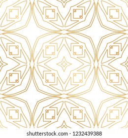 Art Deco Pattern. Seamless golden background. Minimalistic geometric design. Vector line design. 1920-30s motifs. Luxury vintage illustration